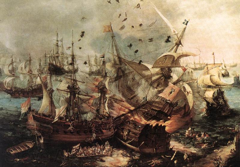 VROOM, Hendrick Cornelisz. Battle of Gibraltar qe Norge oil painting art